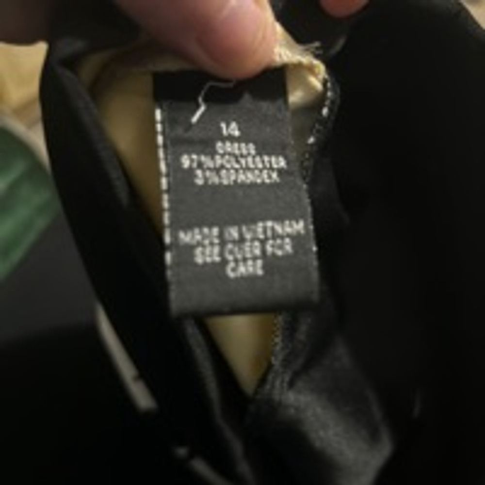 Women's AB Studio Dress Size 14 White Black Yellow Floral Sleeveless - Picture 6 of 6